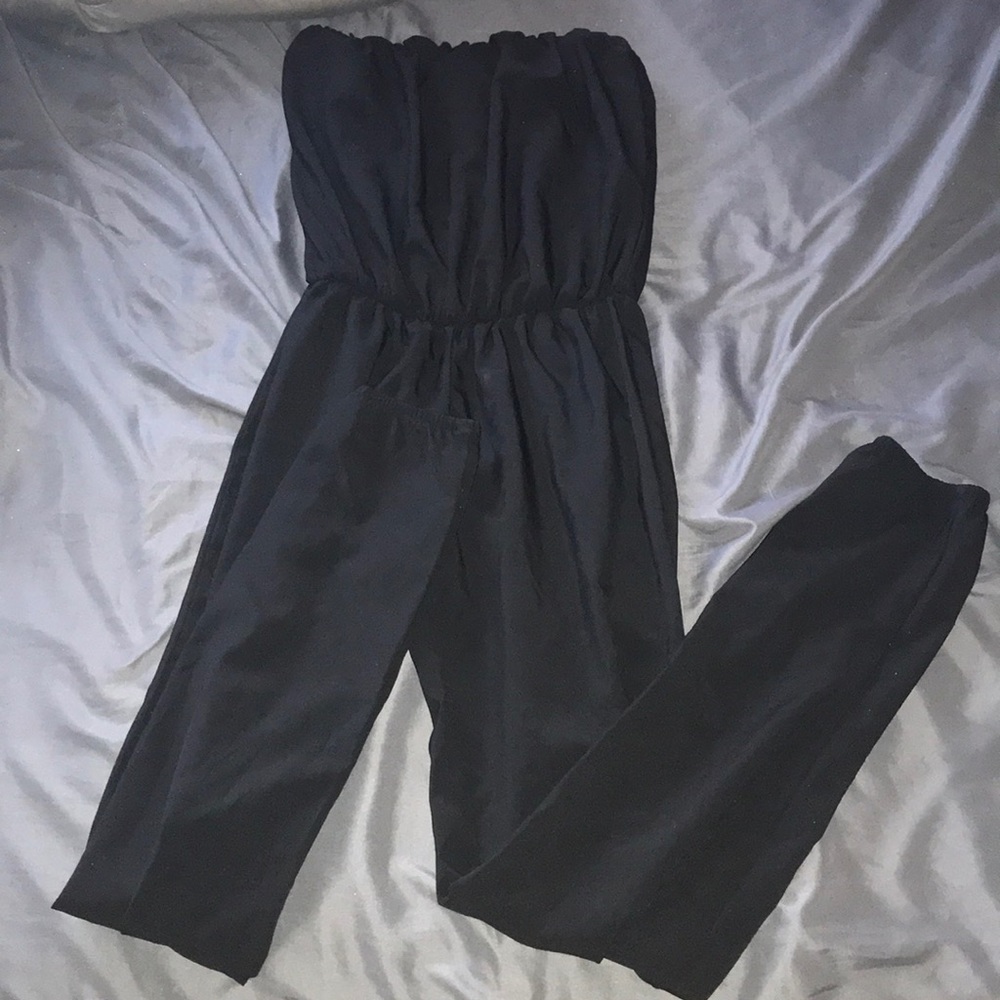 Black tube top jumpsuit